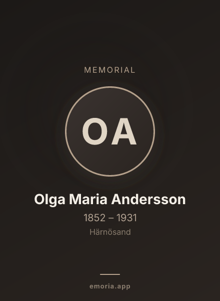 Memorial portrait of Olga Maria Andersson