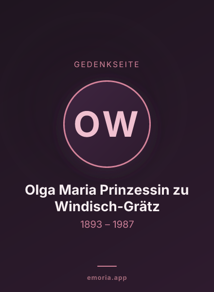 Gedenkportrait von Olga Maria Prinzessin zu Windisch-Grätz