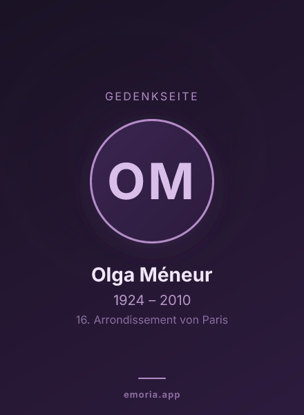 Gedenkportrait von Olga Méneur