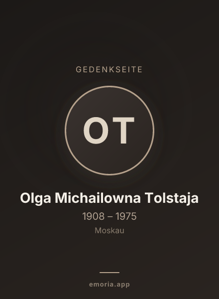 Gedenkportrait von Olga Michailowna Tolstaja