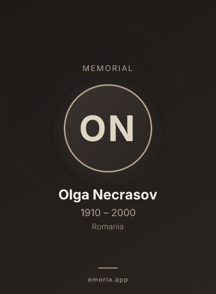 Memorial portrait of Olga Necrasov