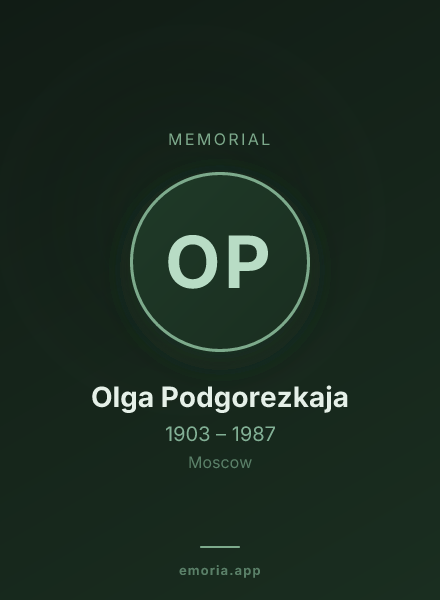 Memorial portrait of Olga Podgorezkaja