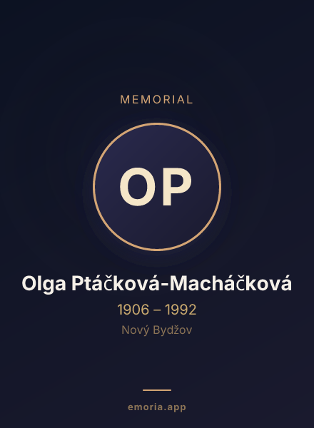 Memorial portrait of Olga Ptáčková-Macháčková