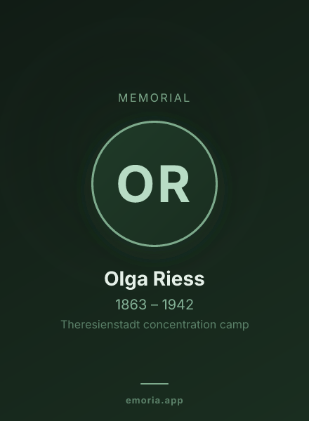 Memorial portrait of Olga Riess
