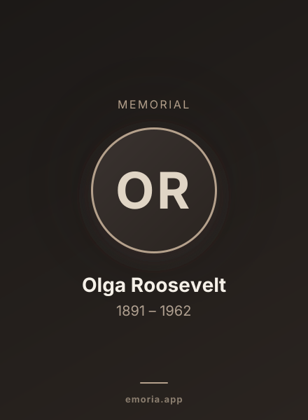 Memorial portrait of Olga Roosevelt