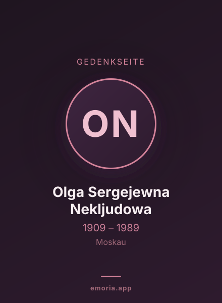 Gedenkportrait von Olga Sergejewna Nekljudowa