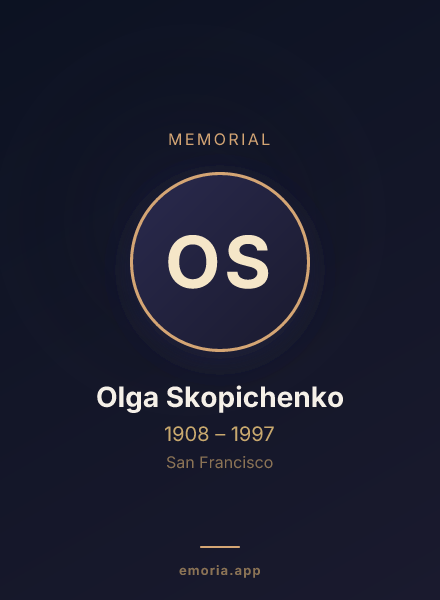 Memorial portrait of Olga Skopichenko