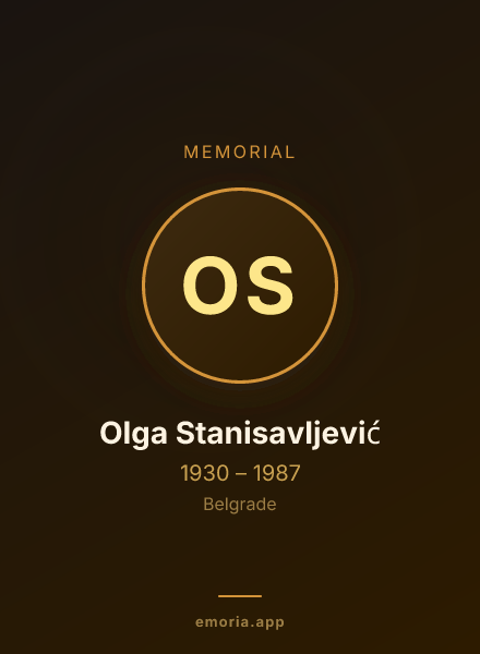 Memorial portrait of Olga Stanisavljević