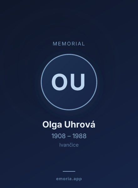 Memorial portrait of Olga Uhrová