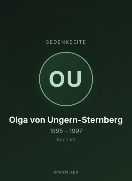 Gedenkportrait von Olga von Ungern-Sternberg