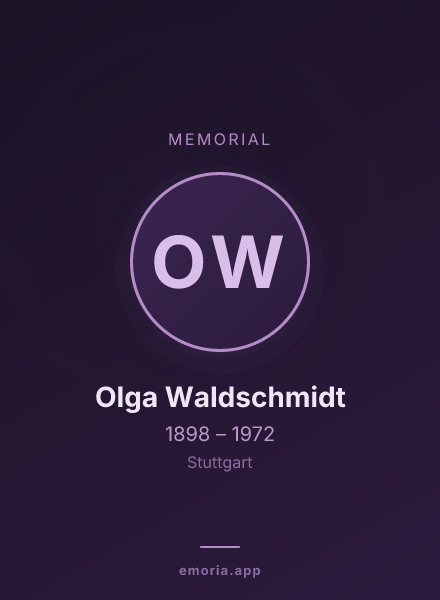 Memorial portrait of Olga Waldschmidt
