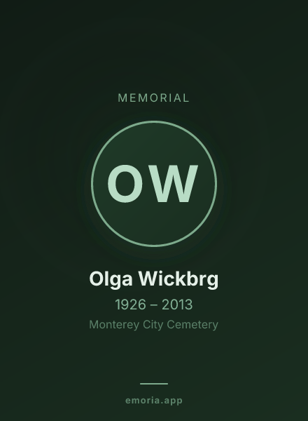 Memorial portrait of Olga Wickbrg