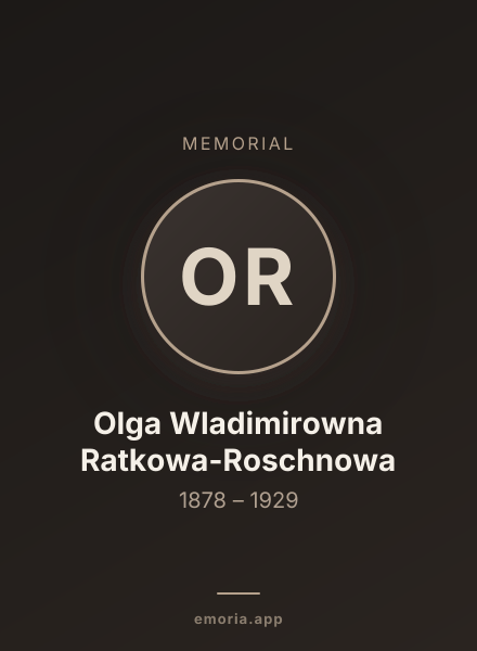 Memorial portrait of Olga Wladimirowna Ratkowa-Roschnowa
