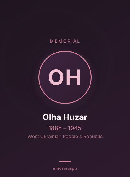 Memorial portrait of Olha Huzar