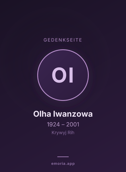 Gedenkportrait von Olha Iwanzowa