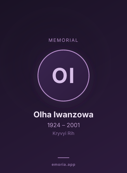 Memorial portrait of Olha Iwanzowa