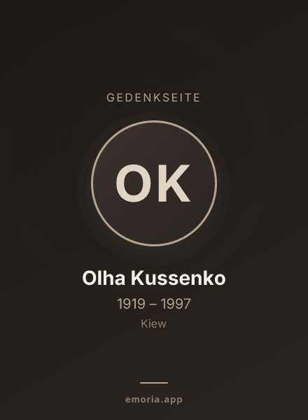 Gedenkportrait von Olha Kussenko