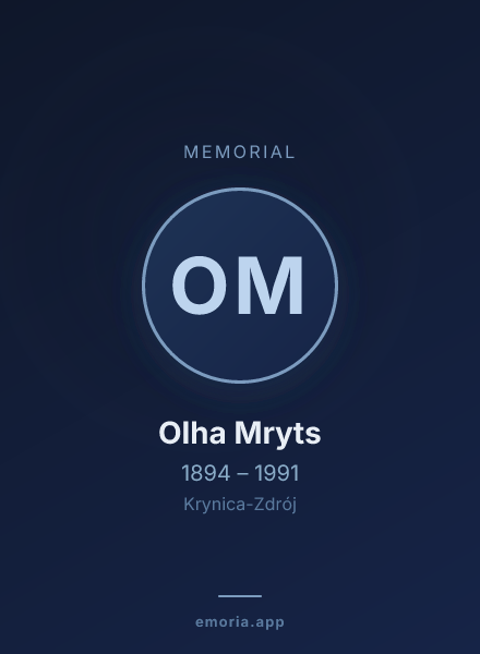 Memorial portrait of Olha Mryts