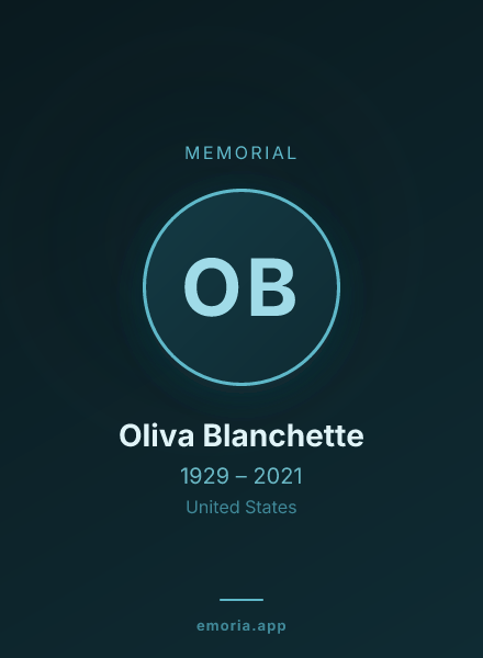 Memorial portrait of Oliva Blanchette