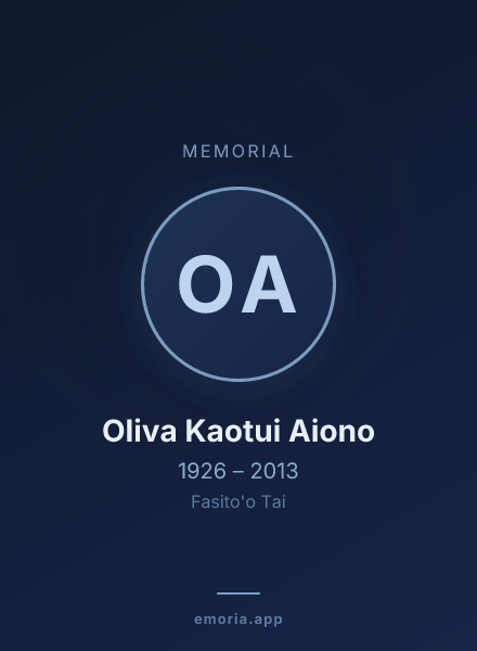 Memorial portrait of Oliva Kaotui Aiono