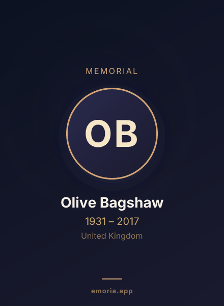Memorial portrait of Olive Bagshaw
