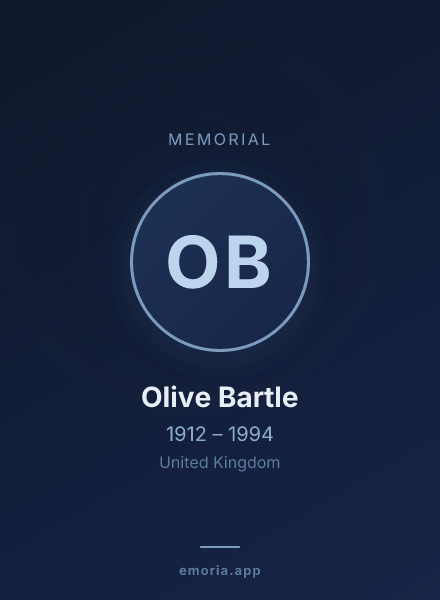 Memorial portrait of Olive Bartle