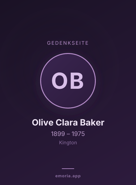 Gedenkportrait von Olive Clara Baker