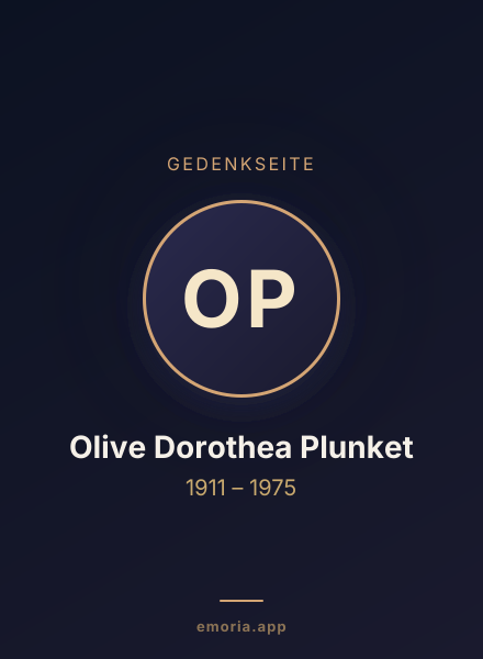 Gedenkportrait von Olive Dorothea Plunket