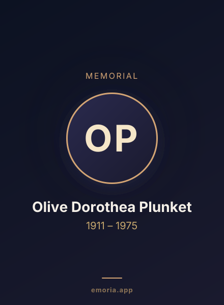 Memorial portrait of Olive Dorothea Plunket