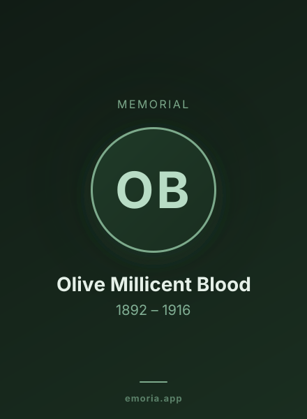 Memorial portrait of Olive Millicent Blood