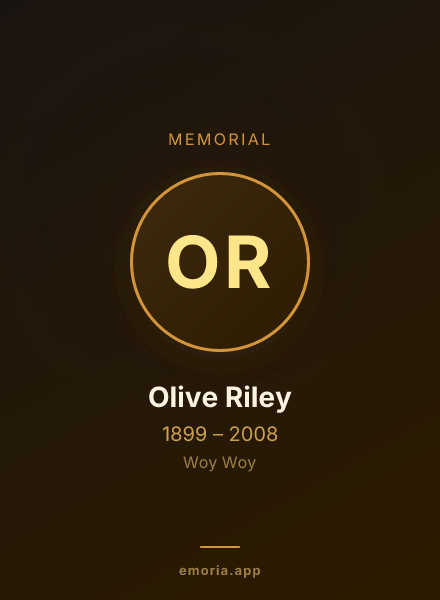 Memorial portrait of Olive Riley
