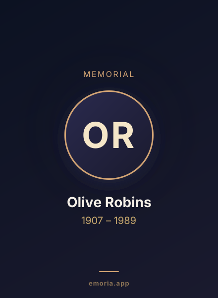 Memorial portrait of Olive Robins