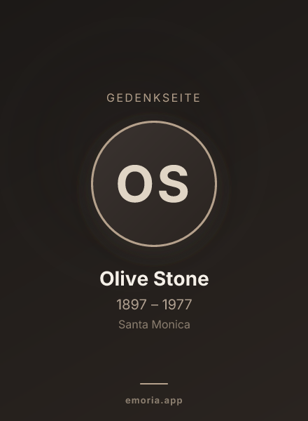 Gedenkportrait von Olive Stone