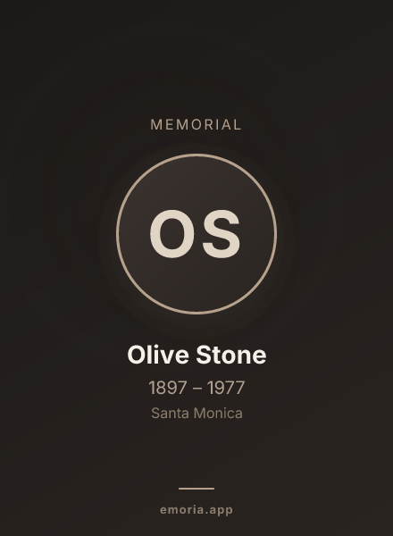 Memorial portrait of Olive Stone
