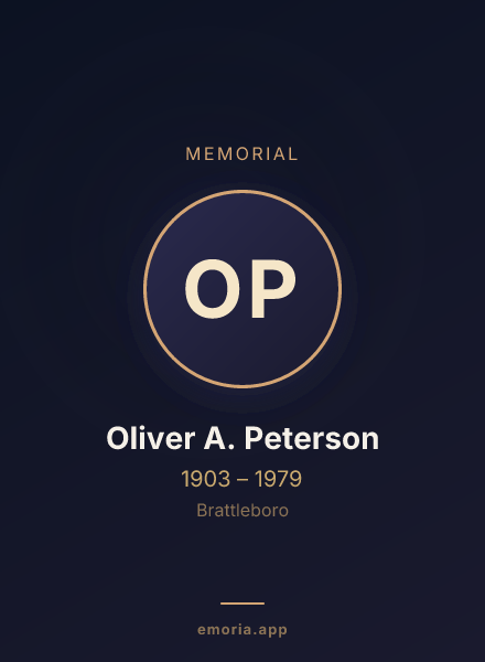 Memorial portrait of Oliver A. Peterson