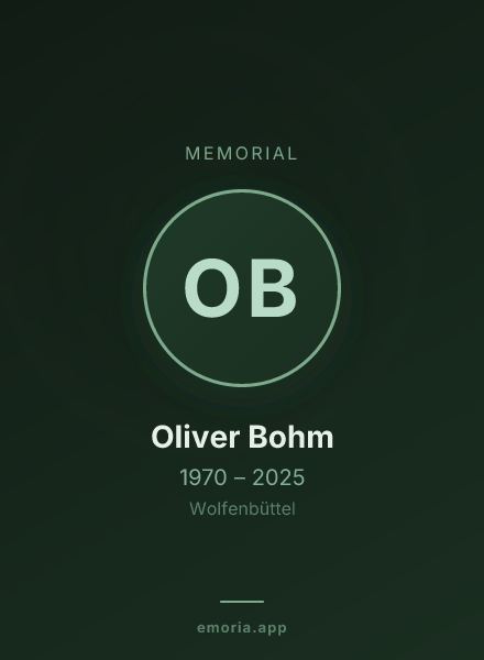 Memorial portrait of Oliver Bohm