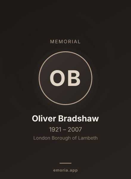 Memorial portrait of Oliver Bradshaw