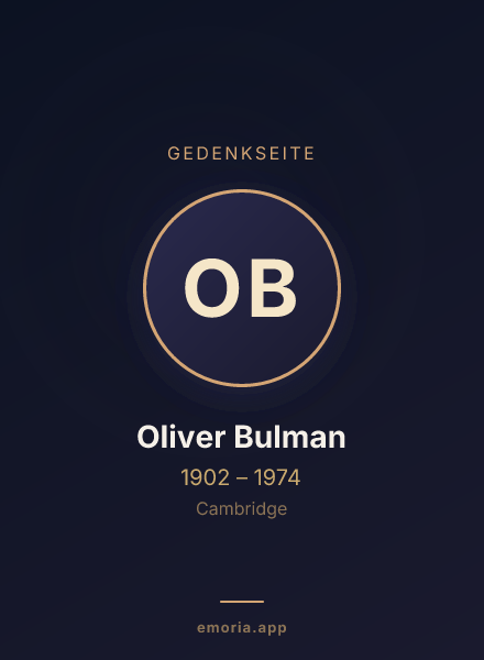 Gedenkportrait von Oliver Bulman