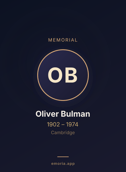 Memorial portrait of Oliver Bulman