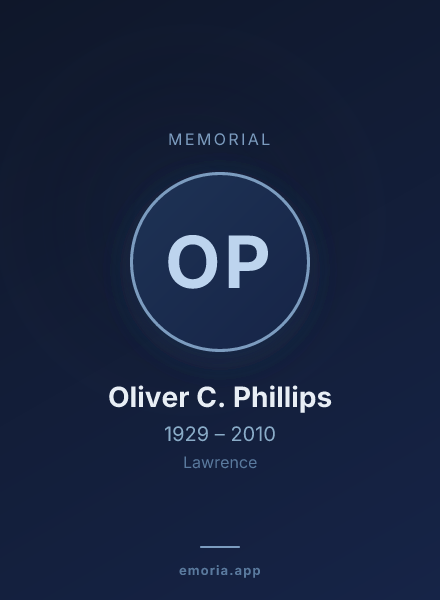 Memorial portrait of Oliver C. Phillips