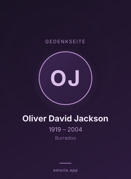 Gedenkportrait von Oliver David Jackson