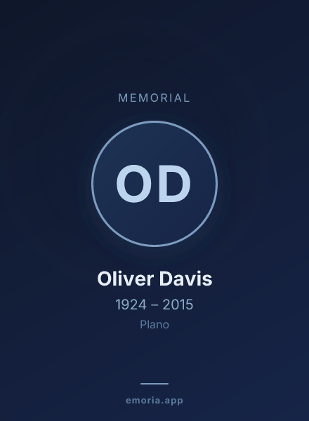 Memorial portrait of Oliver Davis