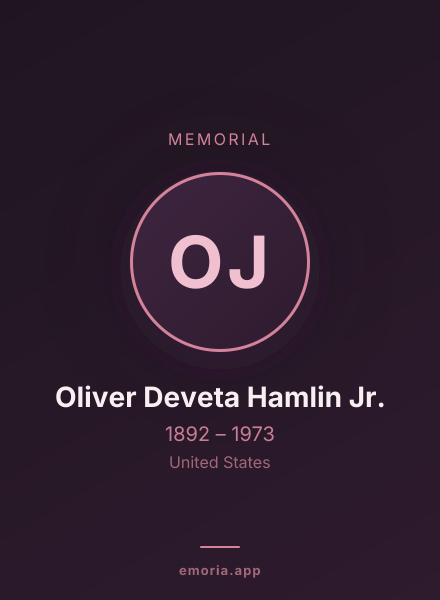 Memorial portrait of Oliver Deveta Hamlin Jr.