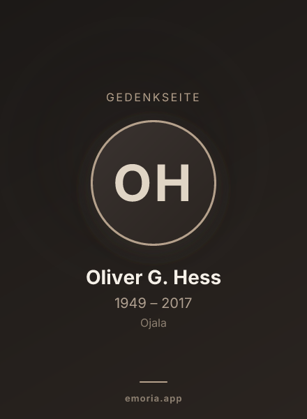 Gedenkportrait von Oliver G. Hess