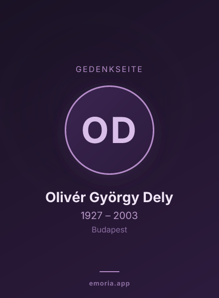 Gedenkportrait von Olivér György Dely