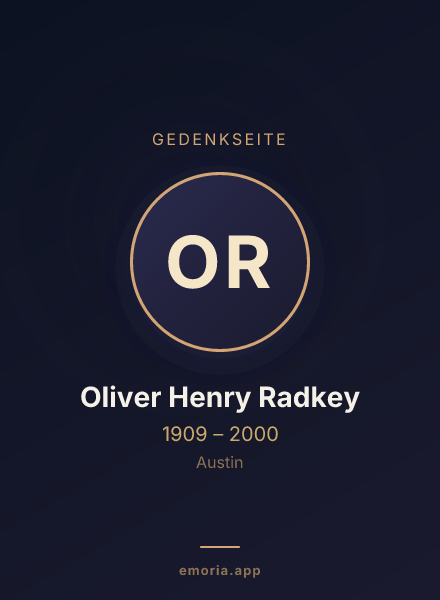 Gedenkportrait von Oliver Henry Radkey