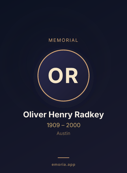 Memorial portrait of Oliver Henry Radkey