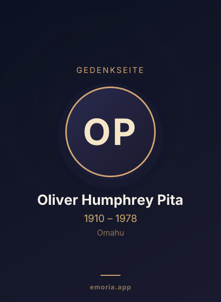 Gedenkportrait von Oliver Humphrey Pita