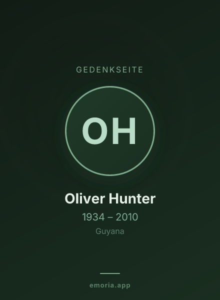 Gedenkportrait von Oliver Hunter