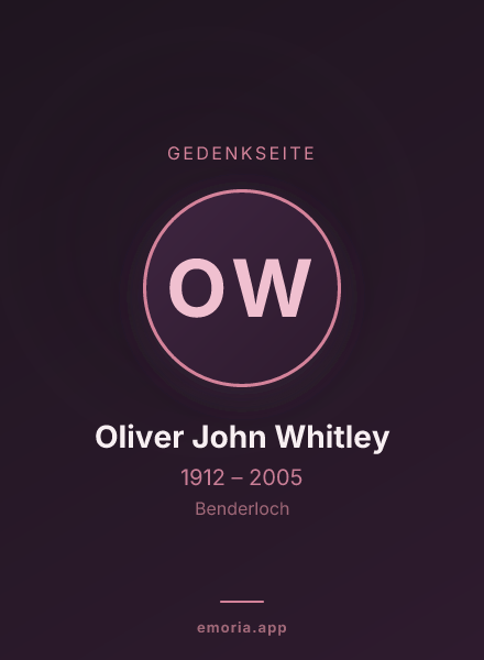 Gedenkportrait von Oliver John Whitley